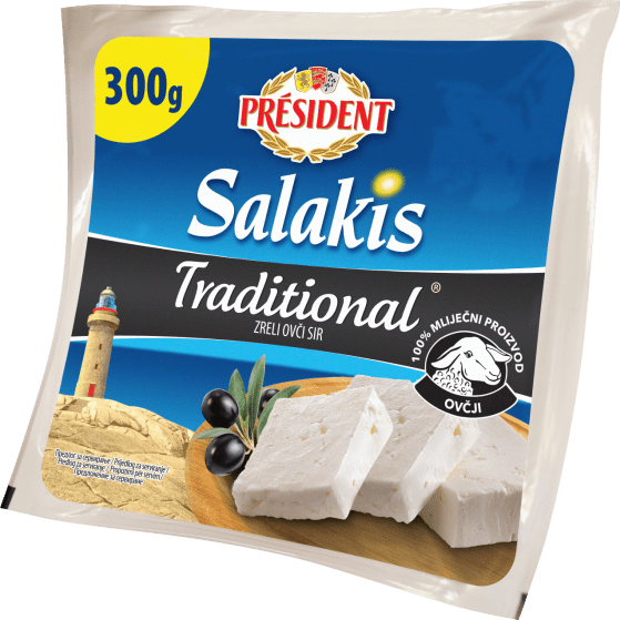 PRESIDENT Salakis Traditional ZRELI OVČJI SIR U SALAMURI, U KRIŠKAMA 300 g