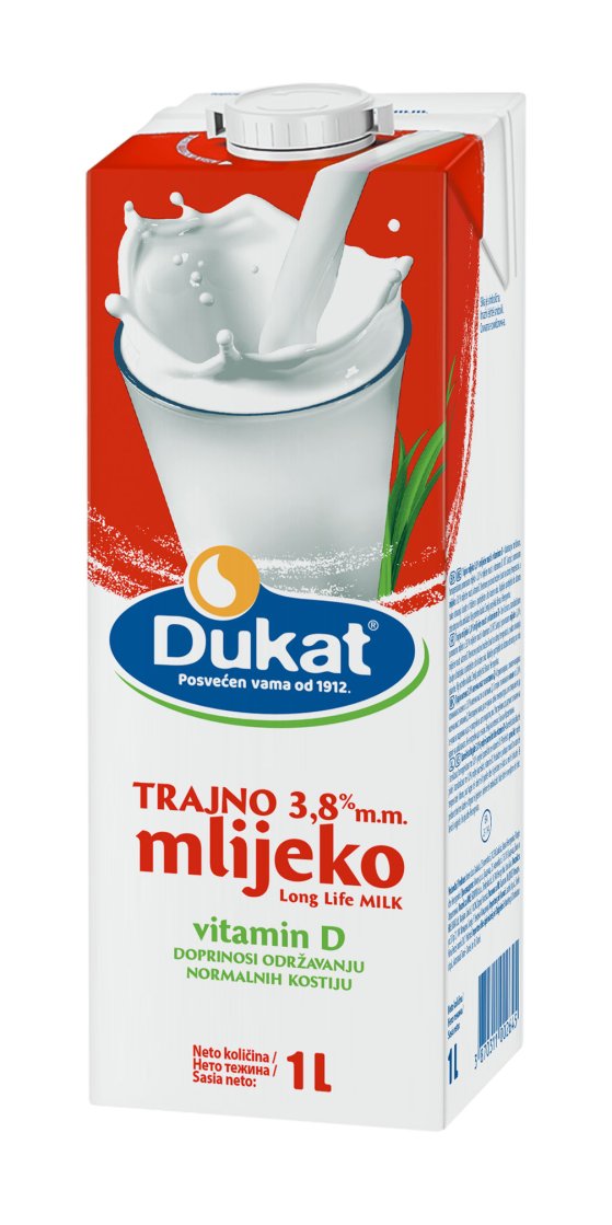 Dukat trajno mlijeko 3,8% m.m., 1 L