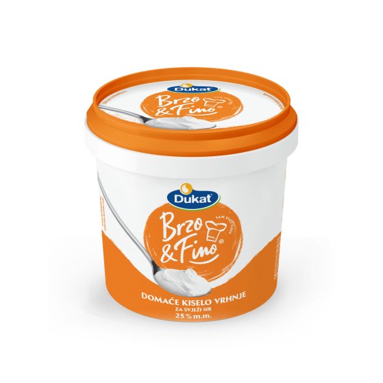 Dukat Brzo&Fino Domaće kiselo vrhnje za svježi sir 25% m.m., 850 g