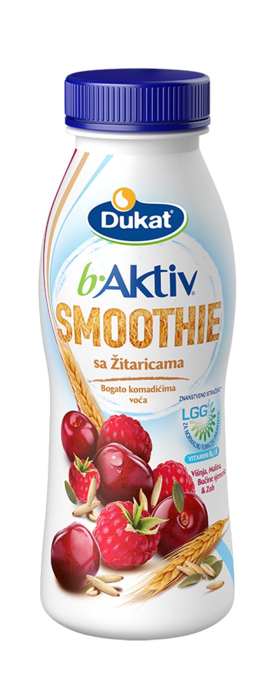 b.Aktiv™ LGG® jogurt Smoothie žitarice, višnja, malina, bučine sjemenke, zob, 330 g