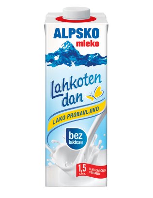 Alpsko mleko Lahkoten dan bez laktoze 1,5% m.m., 1 L