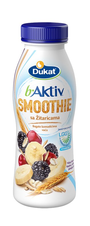 b.Aktiv™ LGG® jogurt Smoothie višnja, banana, kupina, ječmene pahuljice, zob, 330 g