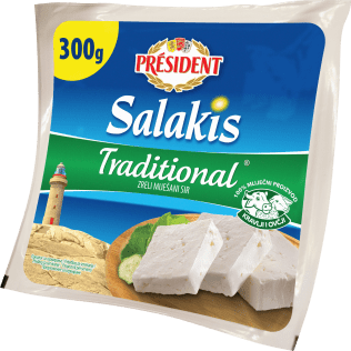 PRESIDENT Salakis Traditional ZRELI MIJEŠANI SIR U SALAMURI, U KRIŠKAMA 300 g