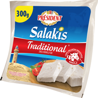 PRESIDENT Salakis Traditional ZRELI KRAVLJI SIR U SALAMURI, U KRIŠKAMA 300 g